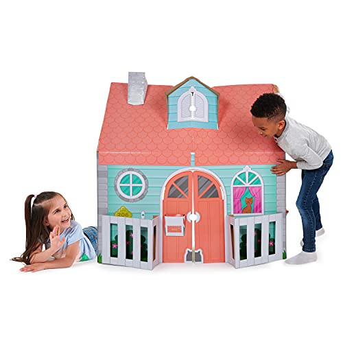 PoP2Play Kids Playhouse Sturdy and Eco-Friendly Carboard House Folds Flat
