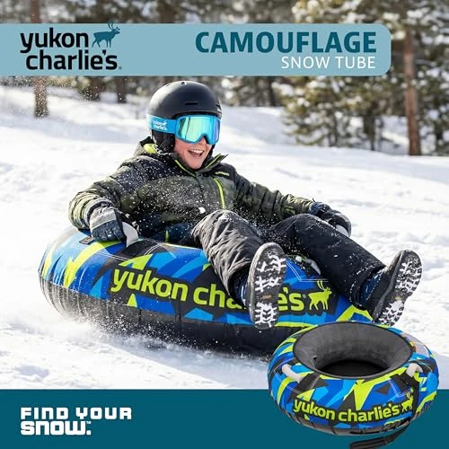 Yukon Charlie's Inflatable Snow Tube 46” Heavy-Duty Snow Sled Camo New