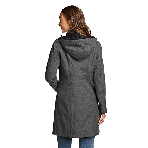 7343-0123 EDDIE BAUER WOMENS GIRL ON THE GO TRENCH DARK CHARCOAL SIZE M New