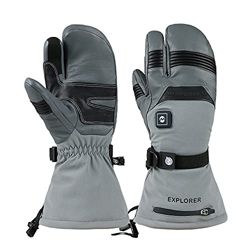 MOUNT TEC EXPLORER 5 MENS WOMENS BATTERY HEATED GLOVES 3-FINGER MITTEN XS - GRAY