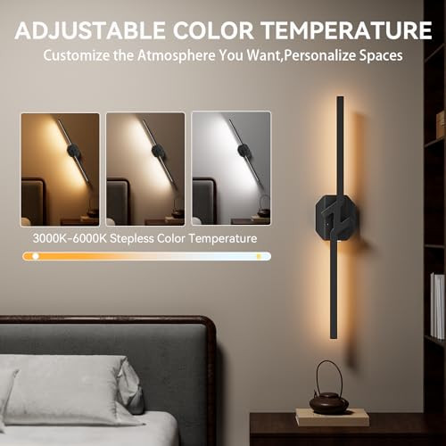 HUNHUN BATTERY OPERATED WALL SCONCE, USB RECHARGEABLE, BD730 - BLACK New