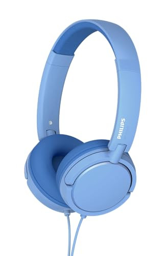 Philips K2019 Lightweight On-Ear Wired Kids Headphones, Built-in Mic, Blue
