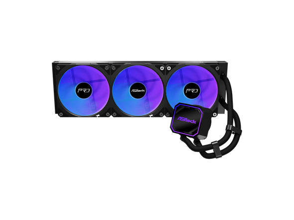ASRock AIO PRO 360 ARGB 27mm radiator, ARGB waterblock, ARGB Hub-lighting fan,