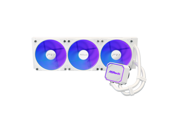 ASRock AIO PRO White 360 ARGB 27mm radiator, ARGB waterblock, ARGB Hub-lighting