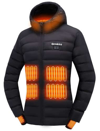 ORRNIKKO Womens Heated Jacket with Battery Pack 12V 20000mAh MEDIUM, BLACK New