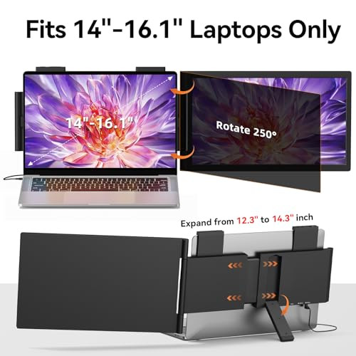 MAGICRAVEN LAPTOP SCREEN EXTENDER 14" 1080P TYPE-C HDMI PLUG MONITOR - BLACK