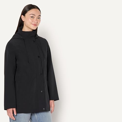 AMAZON ESSENTIALS WOMEN'S LONG HOODED RAIN JACKET WOMEN XS BLACK