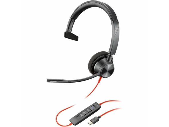 Poly Blackwire 3310 Monaural Microsoft Teams Certified USB-C Headset +USB-C/A