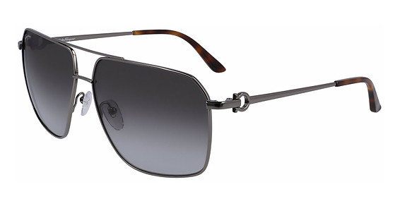 SALVATORE FERRAGAMO SF238S AVIATOR SUNGLASSES - 62-13-140 - SHINY DARK RUTHENIUM