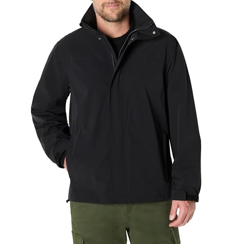 AEMN71508M25 AMAZON ESSENTIALS MENS WATERPROOF PACKABLE RAIN JACKET M BLACK New