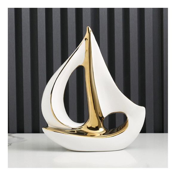 Modern Art Decoration Statue,Sailing Ship Decoration Sculpture WhiteMiddle
