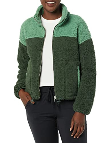 AMAZON ESSENTIALS WOMEN'S LONG SLEEVE FLEECE ZIP-UP SHERPA - XS - DG/SGS New