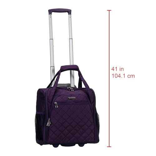 Rockland Melrose Upright Wheeled Underseater Carry-On Luggage, Purple 15"