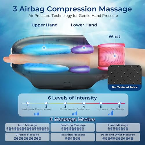 SERENELIFE HAND MASSAGER WITH HEAT AND COMPRESSION WITH KNEADING SLHNDSG007BK