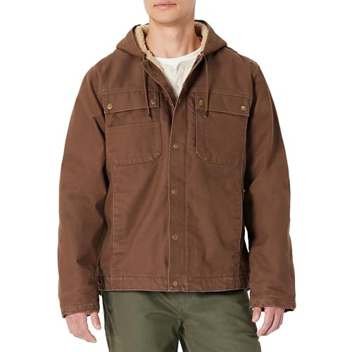 AMAZON BASICS MEN'S INSULATED RELAXED FIT HOODED JACKET M L CHOCOLATE