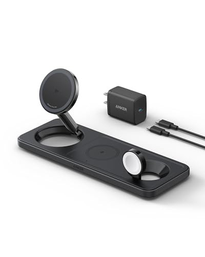 ANKER IPHONE 16 FOLDABLE 3-IN-1 WIRELESS QI2 15W WIRELESS CHARGER - BLACK New