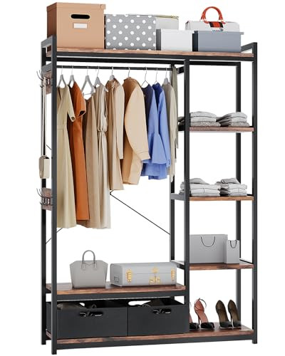 ZERDER CLOTHES RACK HEAVY DUTY GARMENT RACK FOR CLOTHES ZER-010 - RUSTIC BROWN