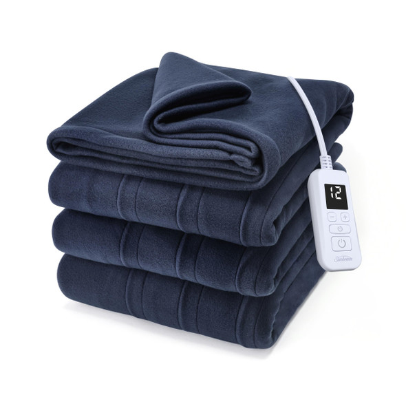 Sunbeam Royal Ultra Fleece Heated Electric Blanket Full Size, 84"x72", Indigo