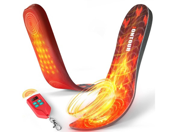 JONTOUR RECHARGEABLE HEATED INSOLES  UP TO 7 HOURS FOOT WARMER REMOTE - ORANGE