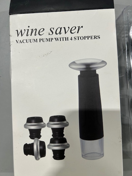 GENERIC WINE SAVER VACUUM PUMP WITH 4 STOPPERS - BLACK