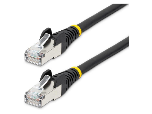 StarTech 2ft CAT6a Ethernet Cable Black Low Smoke Zero Halogen LSZH 10 GbE 100W