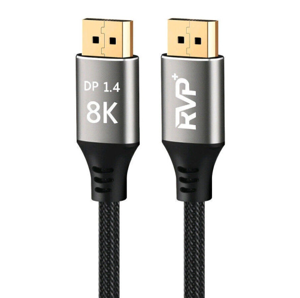 MVTV 1.5M DISPLAYPORT TO DISPLAYPORT CABLE HDR 1.4 MALE TO MALE 8K - BLACK/GRAY