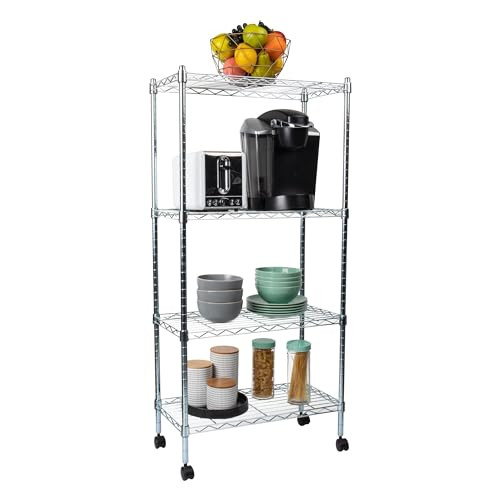 MIND READER STORAGE SHELVES GARAGE WHEELS MET4TWHEEL-SILVER - SILVER