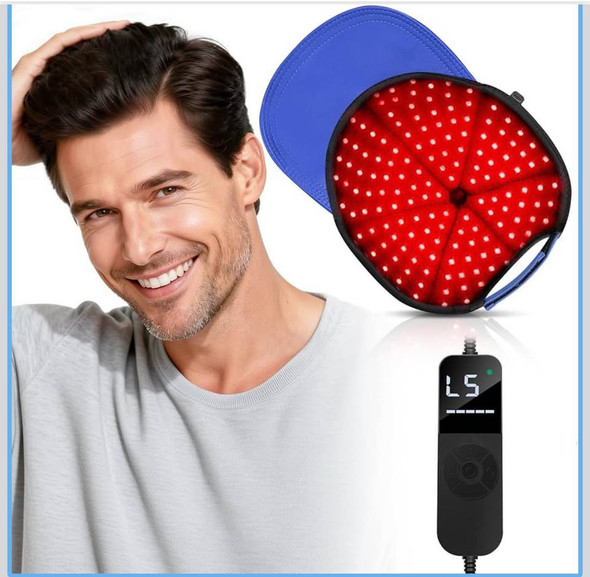 HALIDOD RED LIGHT HAIR GROWTH CAP, RED LIGHT CAPBLUE HAT - BLUE