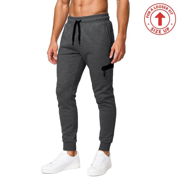 BLU ROCK MEN'S SLIM FIT FLEECE JOGGER WITH ZIPPER POCKET - SIZE: 3XL - CHARCOAL New