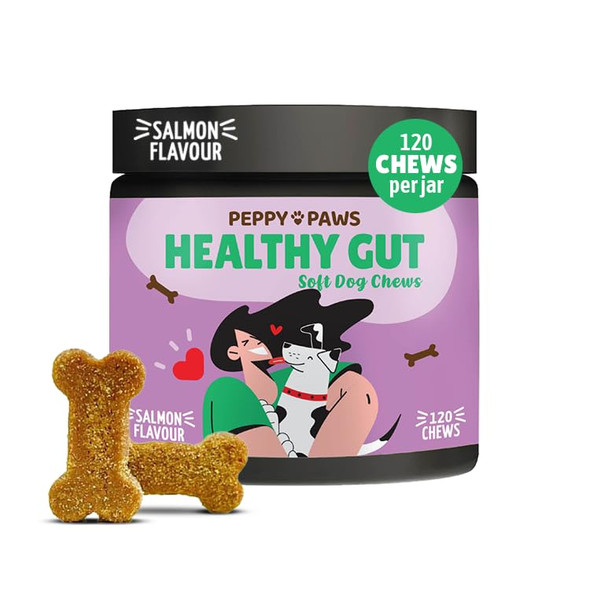 PEPPY PAWS HEALTHY GUT SOFT DOG CHEWS (120 CHEWS) - BLACK/PINK New