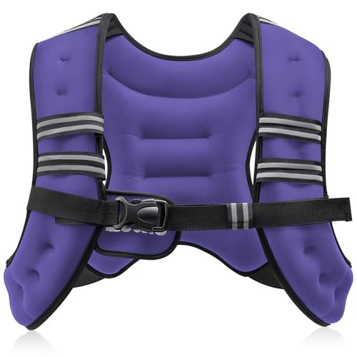 ZELUS WEIGHTED VEST, 12LB WEIGHT VEST WITH REFLECTIVE STRIPE - PURPLE
