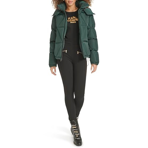 LWQMD595 KARL LAGERFELD WOMEN's Puffer Jacket SIZE: WOMEN L GREEN