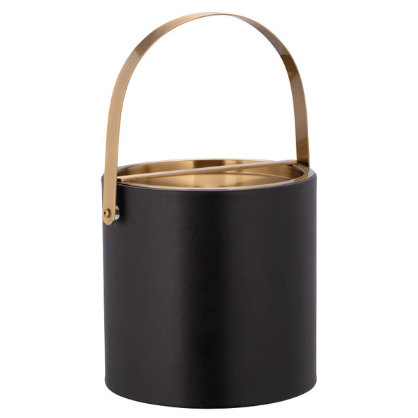 Kraftware SANTA BARBARA 3QT ICE BUCKET, GOLD ARCH HANDLE, BRIDGE, 60027 - BLACK