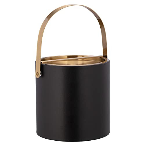 Kraftware SANTA BARBARA 3QT ICE BUCKET, GOLD ARCH HANDLE, BRIDGE, 60027 - BLACK