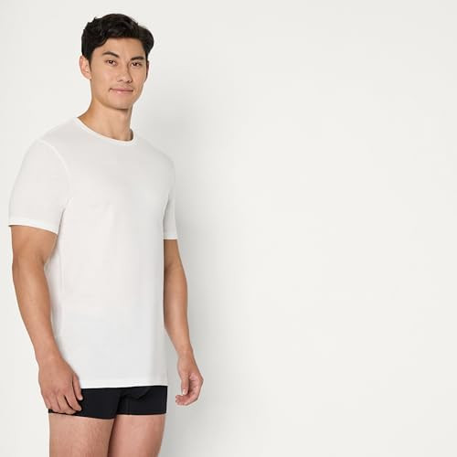 S17AE80000 MEN'S SLIM FIT BREATHABLE COTTON CREW NECK, 6PK, 2X, BK/WH