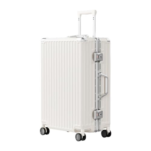 ANYZIP LUGGAGE PC+ABS ALUM FRAME ZIPPERLESS CHECKED LUGGAGE 24" - WHITE New