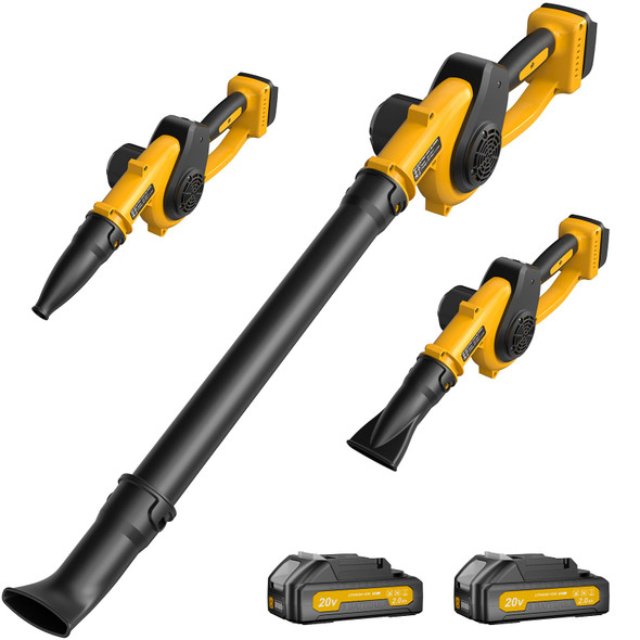PILENTO LEAF BLOWER CORDLESS 2 BATTERIES FAST CHARGER 210 MPH ES-V3617 - YELLOW