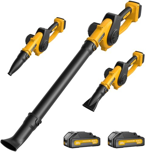 PILENTO LEAF BLOWER CORDLESS 2 BATTERIES FAST CHARGER 210 MPH ES-V3617 - YELLOW