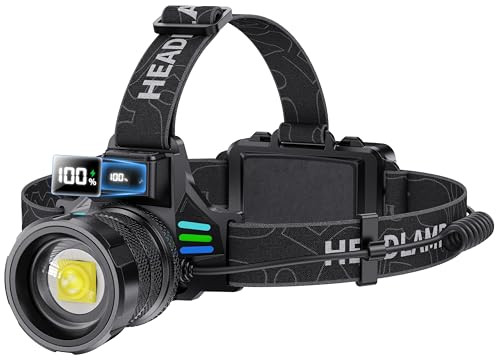 WWOAA SUPER BRIGHT HEADLAMP RECHARGEABLE 99000 HIGH LUMENS LED HEAD LAMP - BLACK
