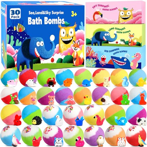 30 Pack Bath Bombs for Kids with Toys Inside, Kids Bath Gift Set New