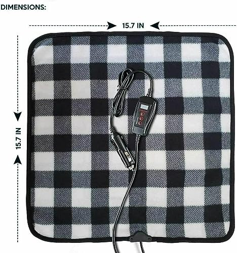 ZONETECH BLACK AND WHITE PLAID WARMING PAD COZY WARMTH - BLACK/WHITE