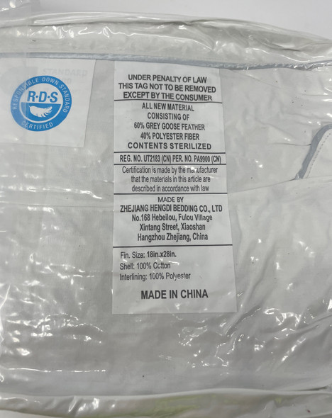 ZIBROGES GOOSE FEATHER PILLOW QUEEN SIZE - 1 PACK - WHITE New