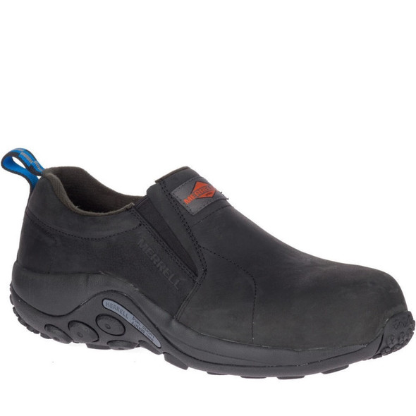 MERRELL MENS JUNGLE MOC LEATHER SLIP RESISTANT - SIZE: MEN 13W - BLACK