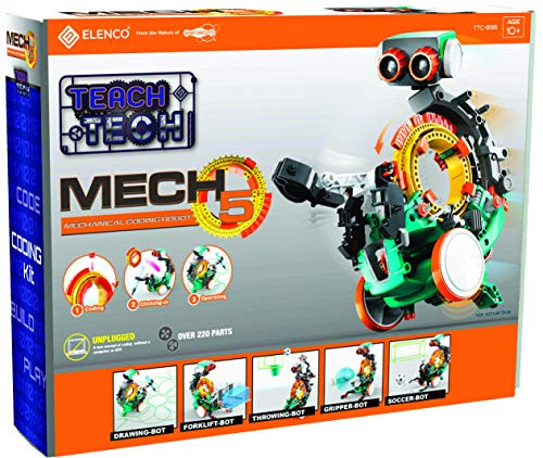 ELENCO MECH 5 MECHANICAL CODING ROBOT CODING WHEEL MAKES ROBOT Throw/Lift/Kick New