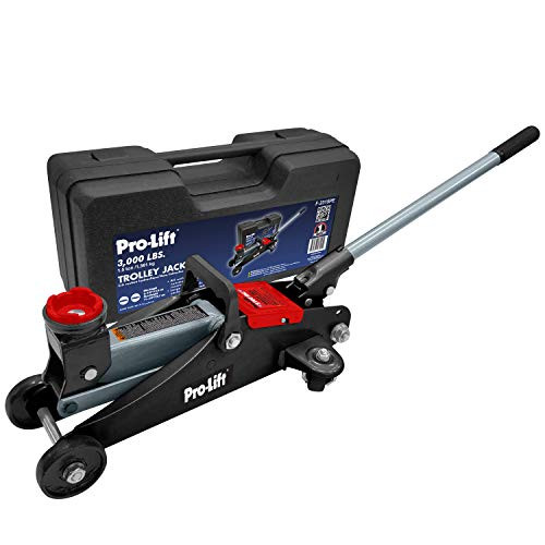 PRO-LIFT GRAY HYDRAULIC TROLLEY JACK CAR LIFT BLOW MOLDED CASE-3000 LBS - BLACK