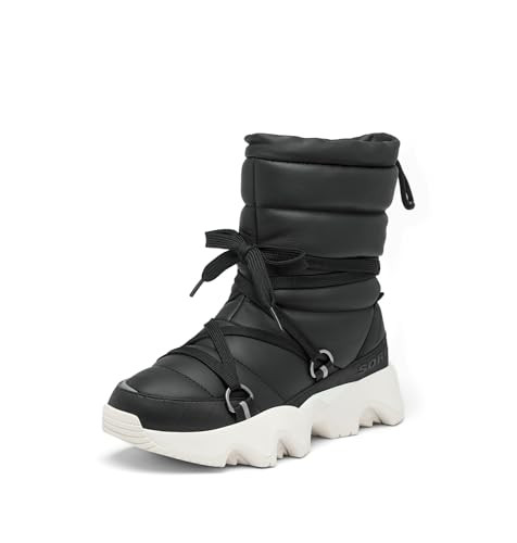 208253 SOREL WOMENS KINETIC IMPACT NXT MID BOOT WATERPROOF BLACK/SEA SALT SIZE 7
