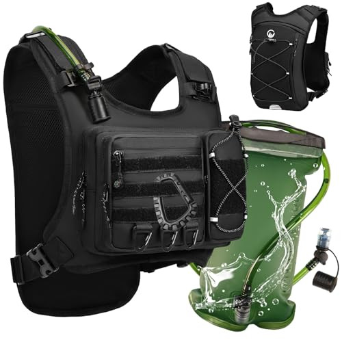 ONETOALL RUNNING VEST WITH 2L LEAKPROOF WATER BLADDER - MEDIUM - BLACK