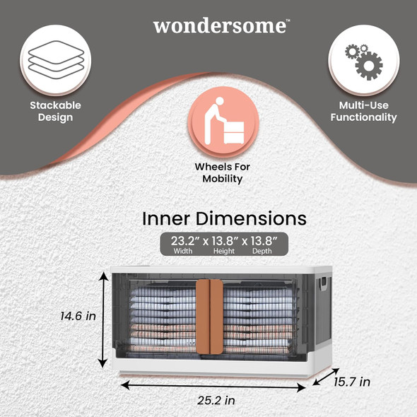 WONDERSOME, COLLAPSIBLE STORAGE BOXES - 3 PACK EXTRA LARGE 72 LITRE