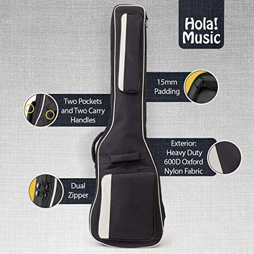 HOLA! MUSIC BASS GUITAR GIG BAG DELUXE SERIES WITH 15MM PADDING - BLACK