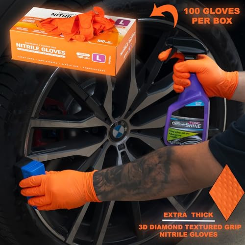 ROYALTY PREMIER 8 Mil Disposable ORANGE Nitrile Rubber Gloves 100 Count Large New
